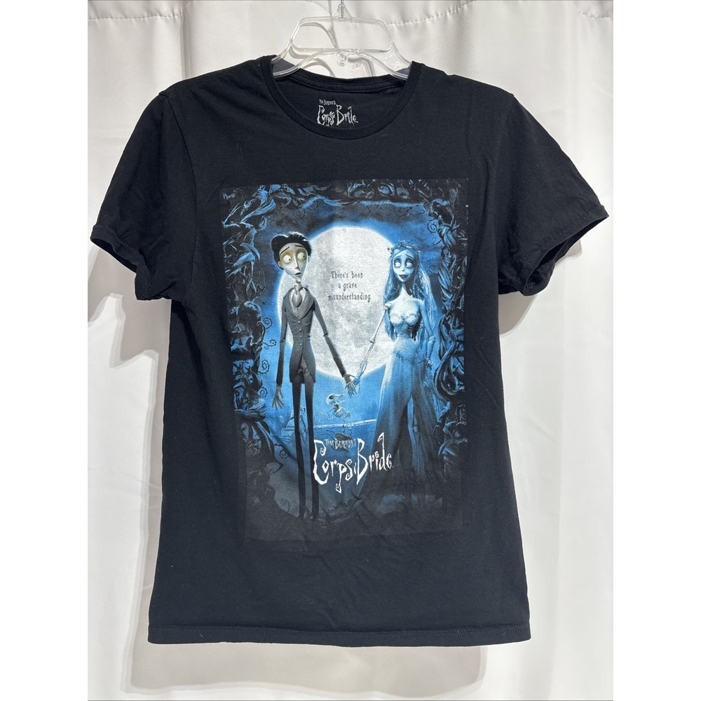 Tim Burton's Corpse Bride T-Shirt Adult S Black Movie Cartoon Short‎ Sleeve Y2K